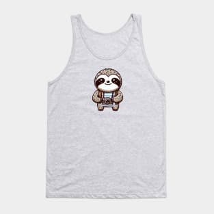 Sloth tourist with photo camera Tank Top